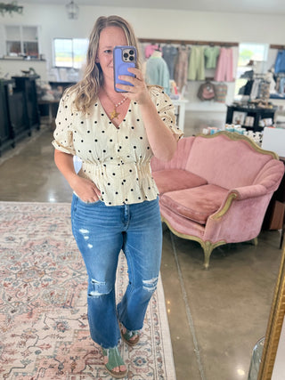 Polka Dot Peplum Blouse