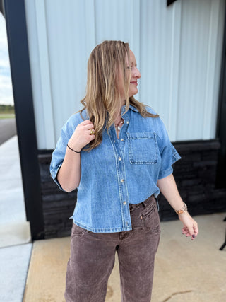 DENIM BUTTON DOWN SHIRT