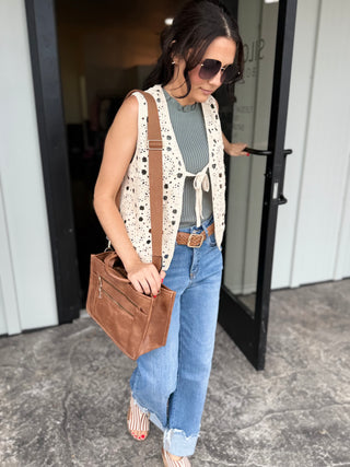 Cream Lace Crochet Vest