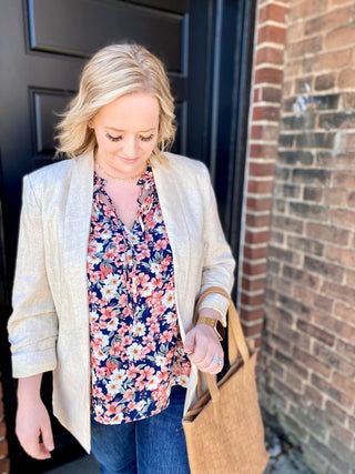 Classic 3/4 sleeve Linen Blazer