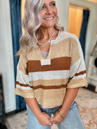 Coco Striped 3/4 sleeve sweater