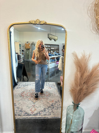 Leopard Sleeveless Sweater Top