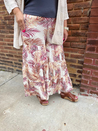 Tropical ruffle bell pants