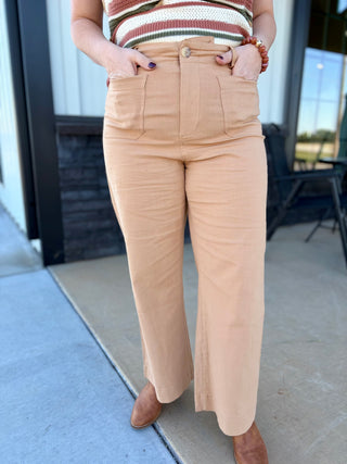 Camel Straight leg ankle dress pants