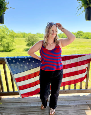 Cherry striped flare cami