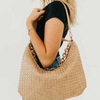 Sienna Slouchy Woven Shoulder Bag Taupe