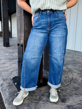 Cropped cuffed Barrel Jeans