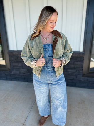 Light wash Barrel overalls