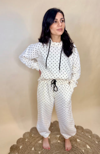 Ivory Black Mini Dot Sweatsuit Set