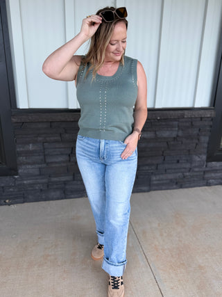 Light Wash Crop Cuffed Jeans