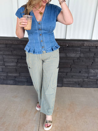 Plaid Patch Pocket Pants