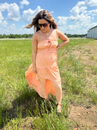 Apricot Tiered Maxi Dress