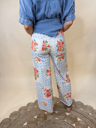 Floral checkered pant