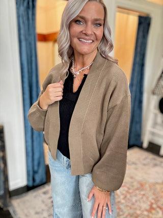Mocha Bubble sleeve Cardigan
