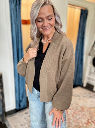 Mocha Bubble sleeve Cardigan