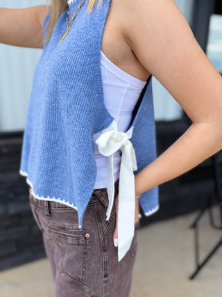 Effortless Weekend side tie sweater vest