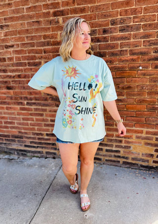 Mint Blue Hello Sunshine graphic
