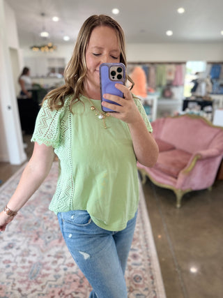 Mint Everyday Eyelet Top