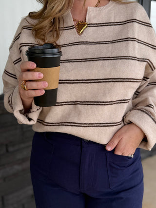 Mocha in Autumn Striped Sweater