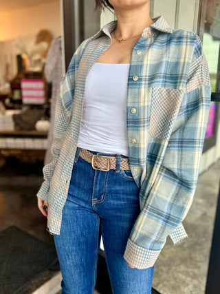 Kambrie Blue plaid flannel oversized shirt
