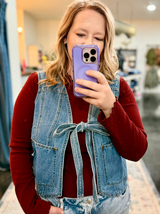 Front Tie Denim Vest