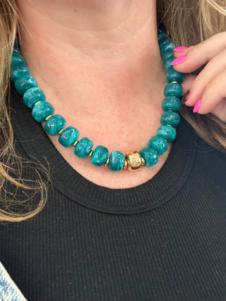 Teal Hues Beaded Necklace