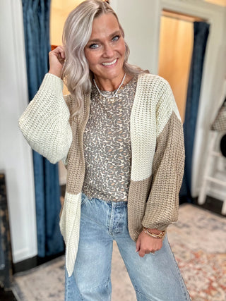 Mocha Mousse color block Cardigan