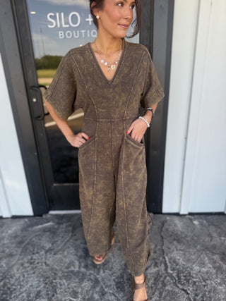 Ash Black V-Neck jumpsuit