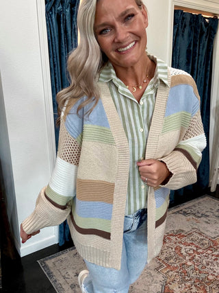 Sage Multicolor textured Cardigan