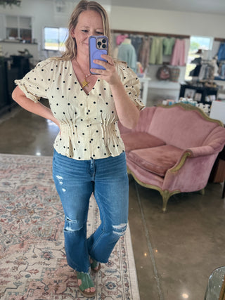 Polka Dot Peplum Blouse