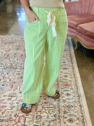 SAGE STRIPED WIDE LEG DRAWSTRING PANTS