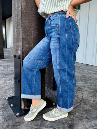 Cropped cuffed Barrel Jeans