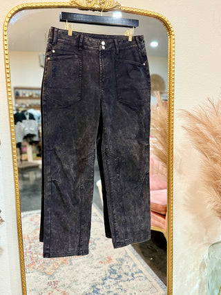 Black Seamed Barrel Jeans