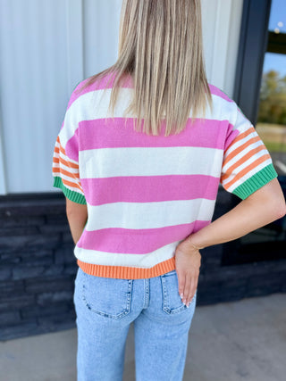 Fall in color striped sweater top