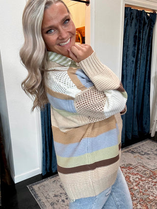 Sage Multicolor textured Cardigan