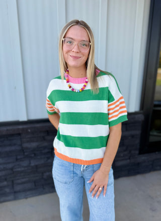 Fall in color striped sweater top