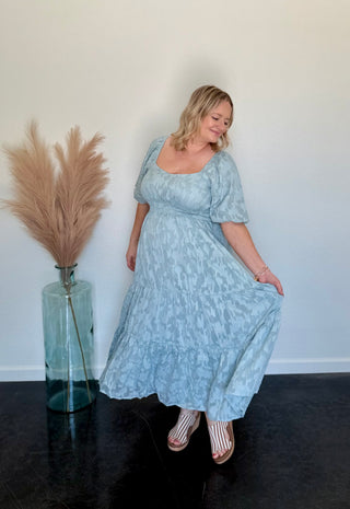 Baby Blue chiffon embroidered dress