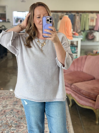 Grey Mineral washed 3/4 Top