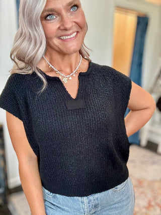 Black Cap sleeve knit sweater