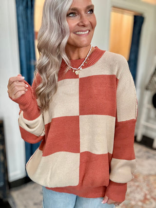Clay Checker print oversized sweater