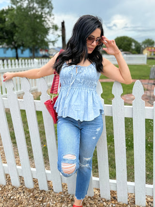 Denim washed Flowy Top