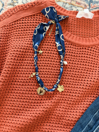 Blue Bandana Charm Necklace