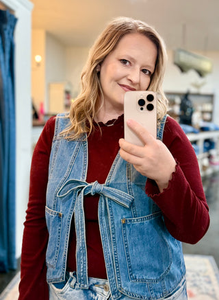 Front Tie Denim Vest