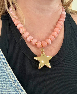 Baby Pink Star Beaded necklace