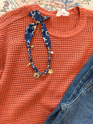 Blue Bandana Charm Necklace