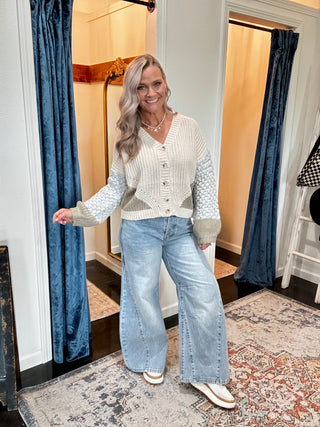 White sand chunky button cardigan