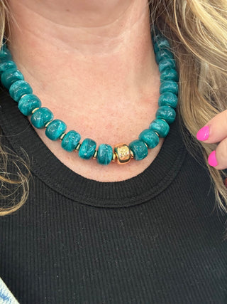 Teal Hues Beaded Necklace
