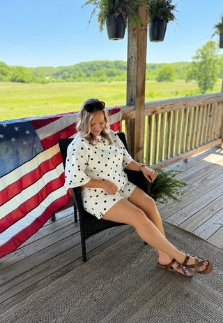 Polka Dot Relaxed Scuba Top and Shorts Set