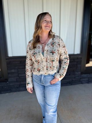 Boho Crochet Button Cardigan