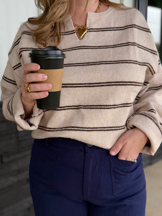 Mocha in Autumn Striped Sweater